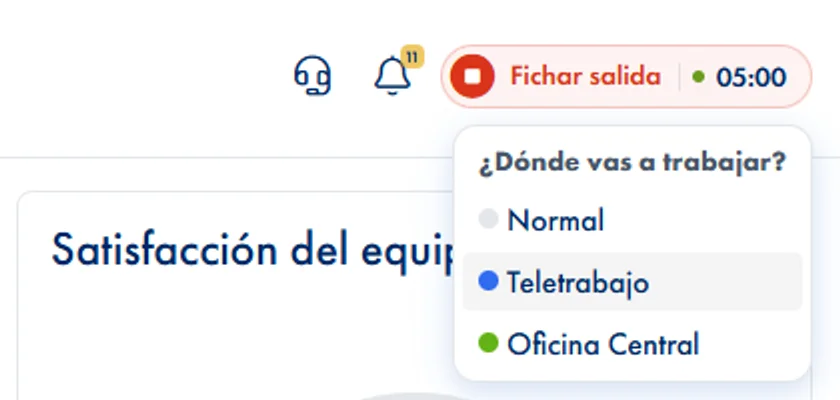 Zonas de trabajo al fichar en JornAda
