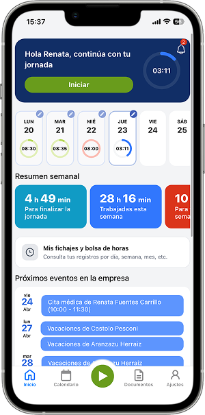 Software de control horario y fichaje para registro de jornada